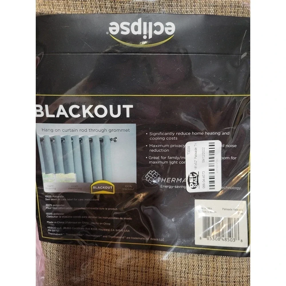 (2) Curtain valance, blackout eclipse, clay